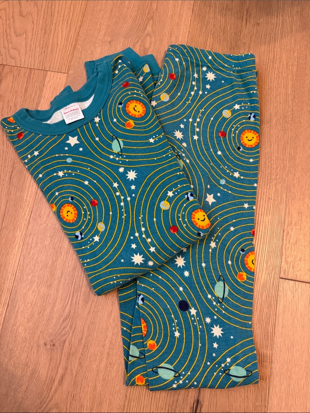 Hanna Andersson Kids Teal Solar System Pajama Set - Space Print